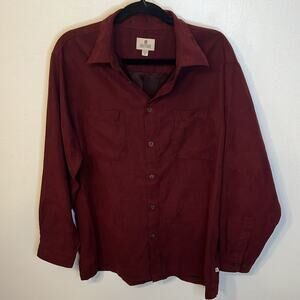 Solitude Womens Long Sleeve Button Up Shirt Burgundy Size Medium